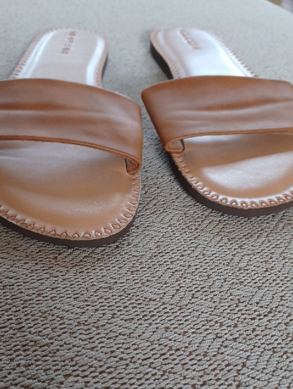 Volcom Tan Leather Slide Sandals - Picture 5 of 9